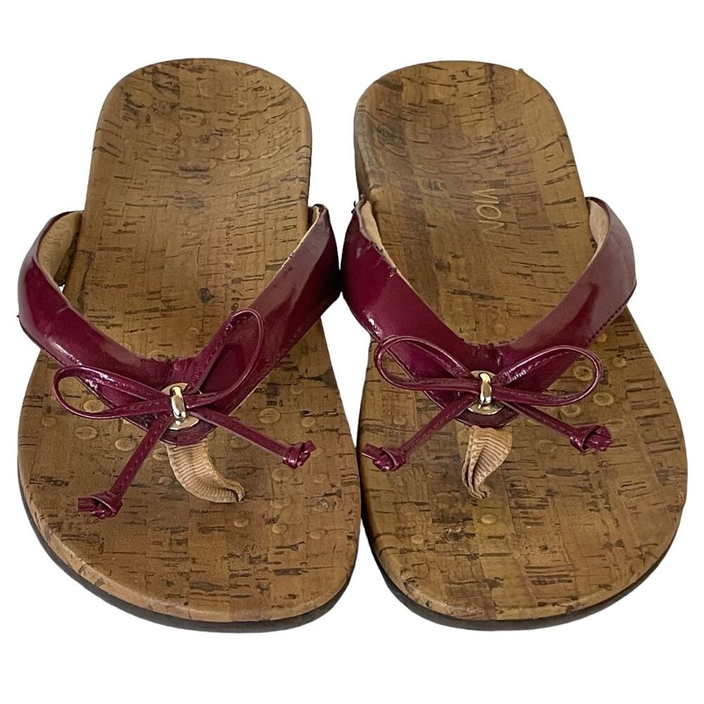 Vionic Red Patent Leather Flip Flops Size 10 - image 1